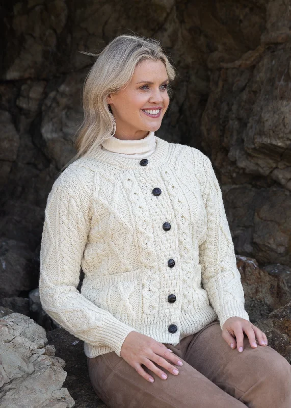 Special Offer For You Inagh Ladies Aran Cardigan | Natural