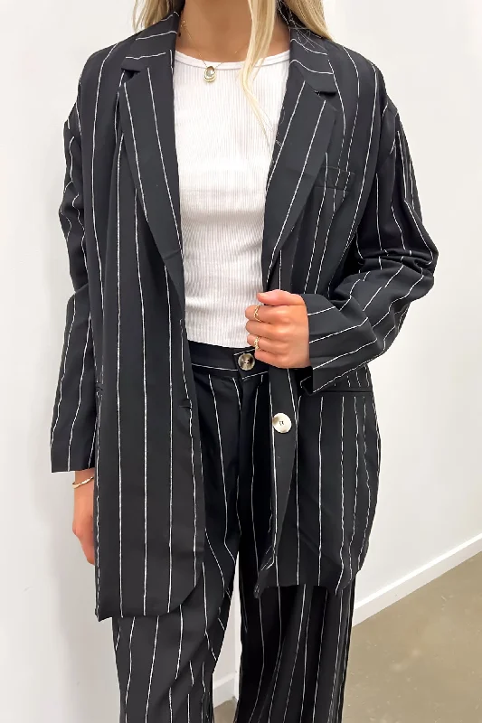 Runway Inspired Wear Thea Blazer Black Pinstripe