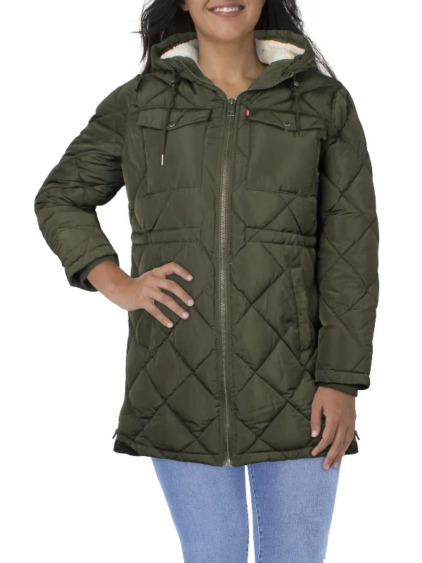 Chic Urban Fashion Look Plus Womens Shearling Puffer Parka Coat