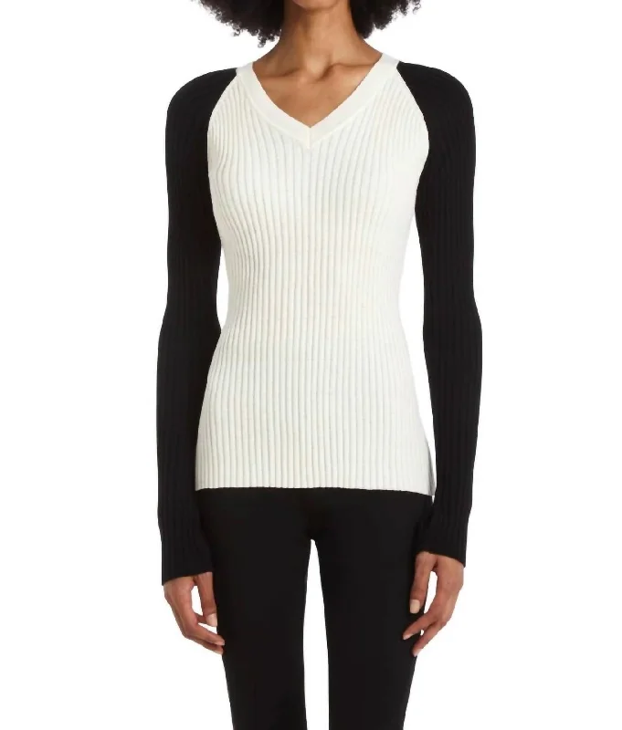 Ride The Style Wave Scout Sweater In Ivory With Black