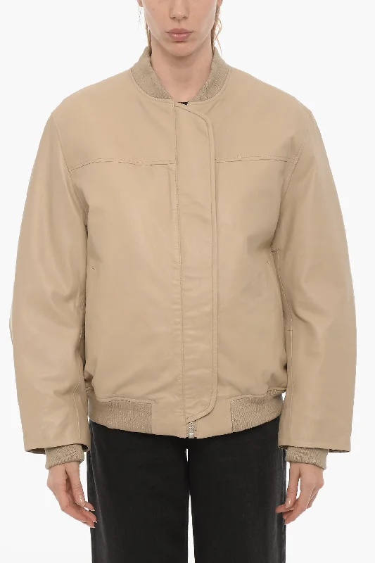 Versatile Wardrobe Essentials Remain Leather Bomber Jacket with Hidden Closure