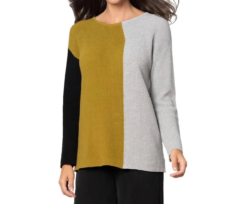 Fashion Forward Modern Mix Sweater In Black/ceylon/light Gray