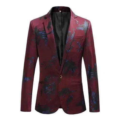 Effortless Sophistication Men Blazer - Party Blazer With Blue Prints