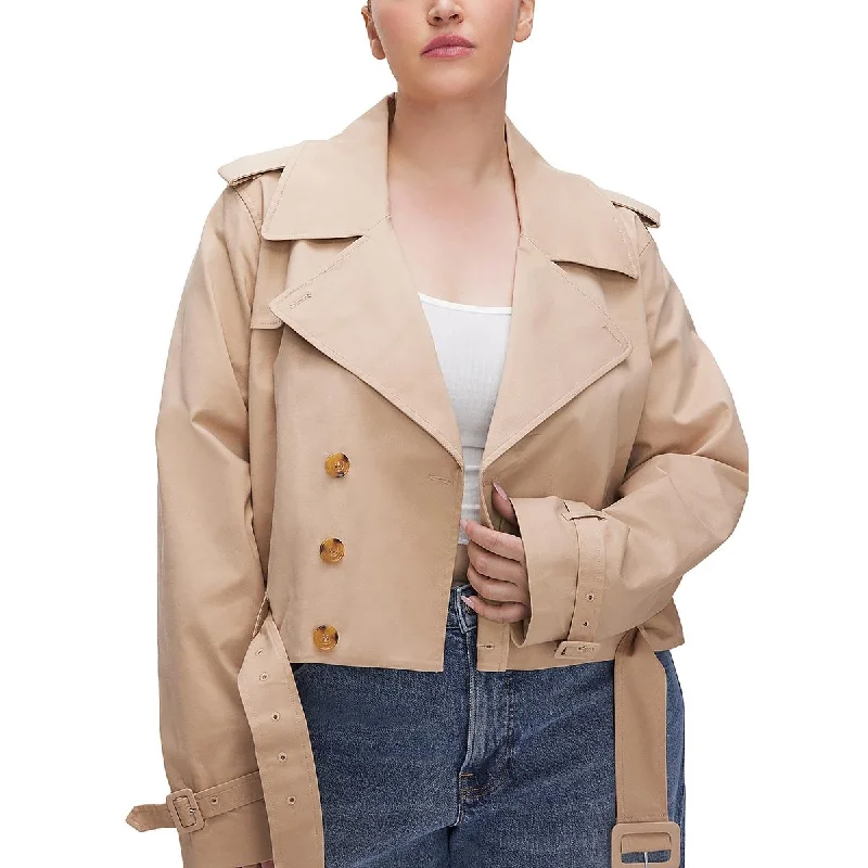 Seasonal Trends Womens Cropped Short Trench Coat