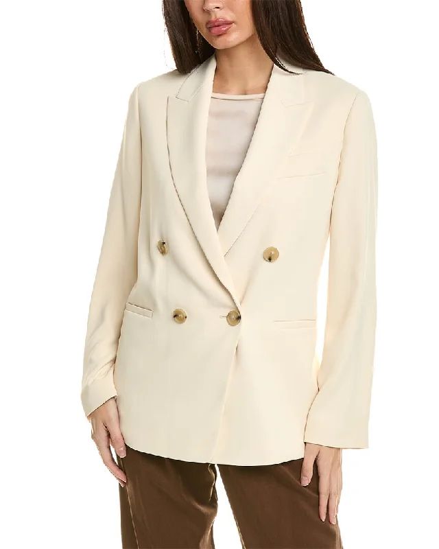 Sophisticated Cut Vince Crepe Double-Breasted Blazer