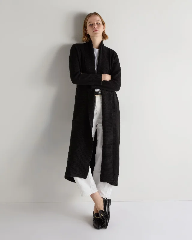 Quality Wear Women's Longline Cashmere Cardigan Black