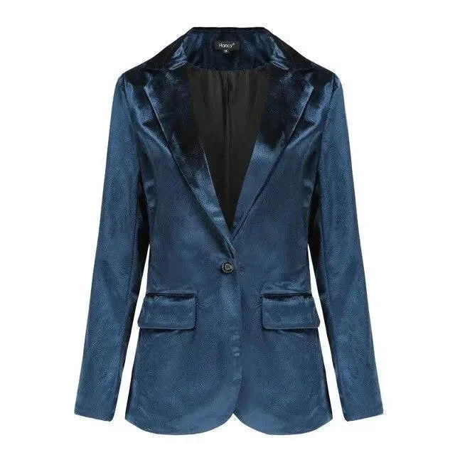 All Season Fashion Collection The Smooth Session Velvet Blazer Women - Casual - Plain-Solid