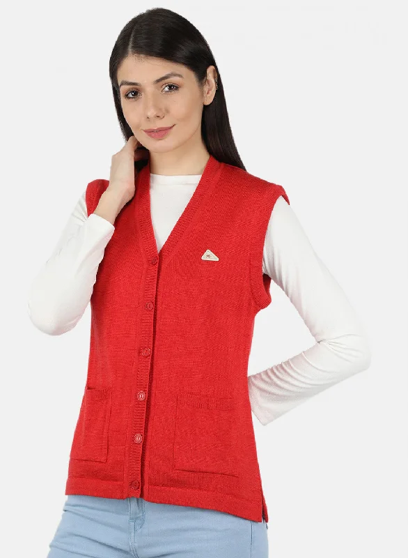 Luxury Fashion Women Red Solid Cardigan