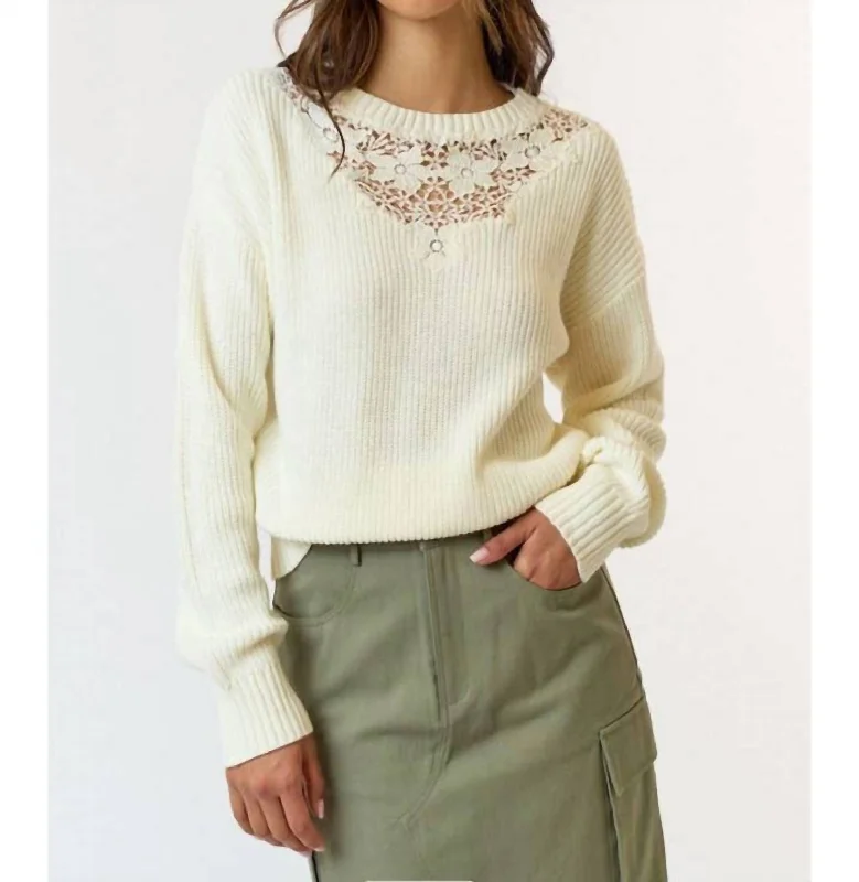 Versatile Outfits Lace Top Sweater In Ivory