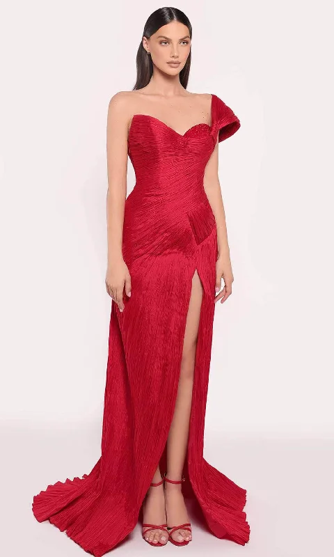 Special Offer Tarik Ediz 98767 - One Shoulder Shirred Gown