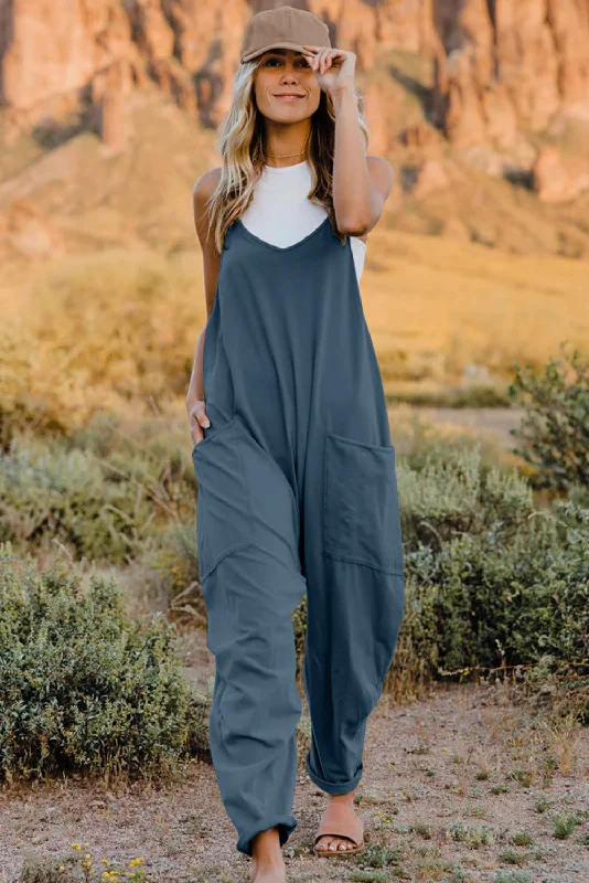 Best Seller Full Size V-Neck Sleeveless Jumpsuit with Pockets