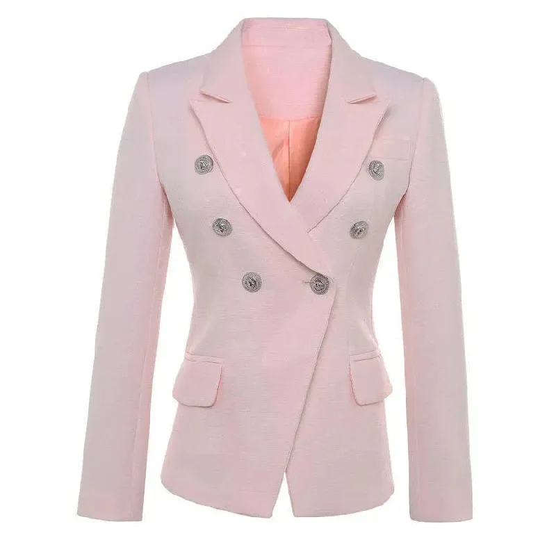 Elegant Styles The Conscientiousness Pink Blazer Women - Formal-Business - Plain-Solid