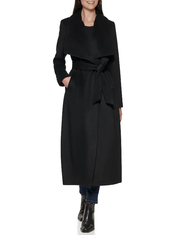 Relaxed Style Womens Wool Blend Belted Wool Coat