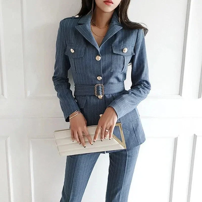 Timeless Elegance Redefined Pinstripe Women Pantsuits