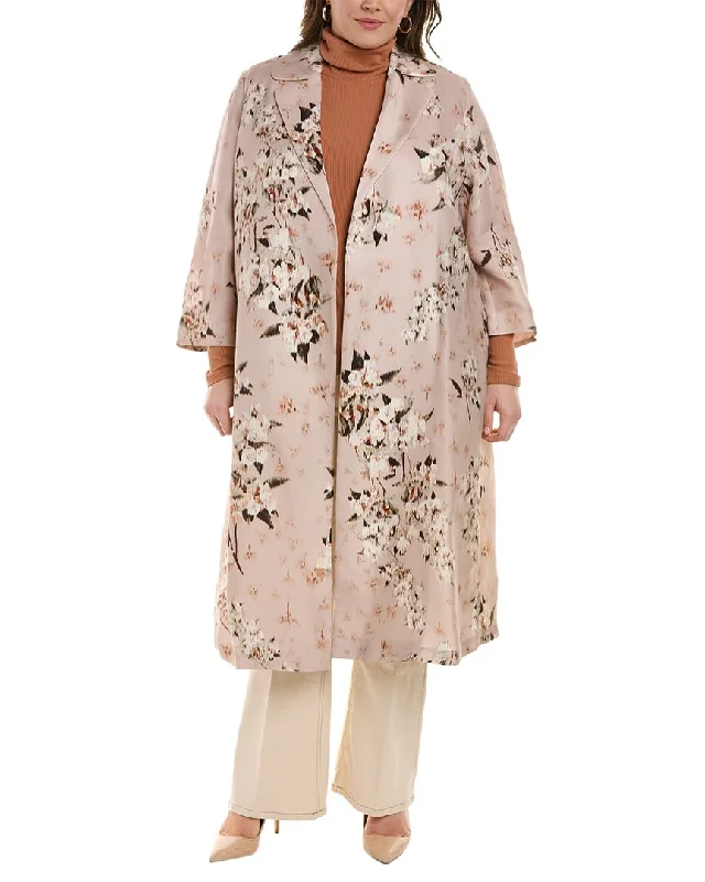 Innovate Your Wardrobe Marina Rinaldi Plus Tigrotto Silk-Blend Overcoat