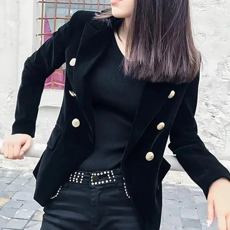 Catch Every Fashion Trend Aristocratic Velvet Blazer Women - Casual - Plain-Solid