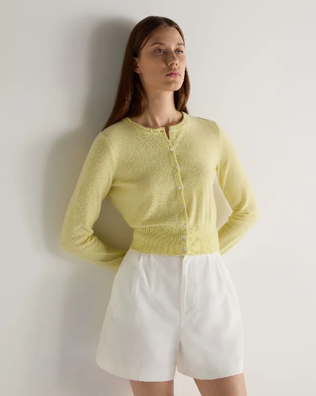 Limited Edition Women's Ivy Cropped Cashmere Cardigan Granita Yellow