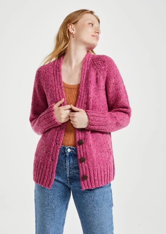 Trendy Fashion For Women Ladies' Donegal Cardigan with Side Pockets | Pink