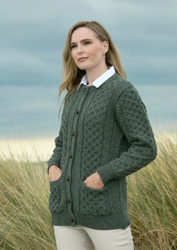 Break Fashion Norms Aran Crafts Lumber Cardigan | Green