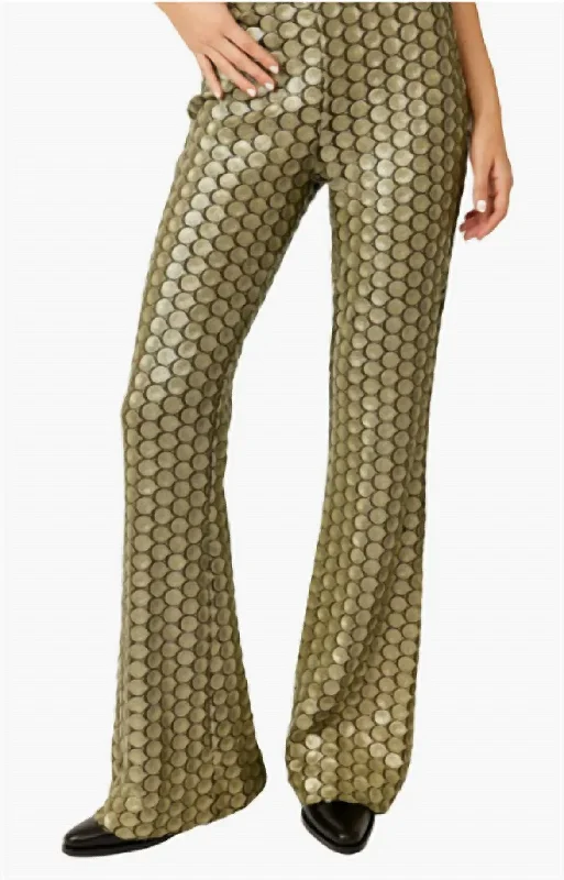 Effortless Sophistication Wilder Days Sequins Flare Pant In Rocker Olive