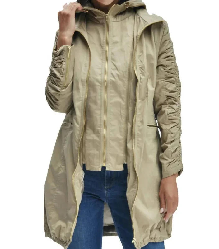 Redefining Women's Style Elena Full Length Jacket In Khaki