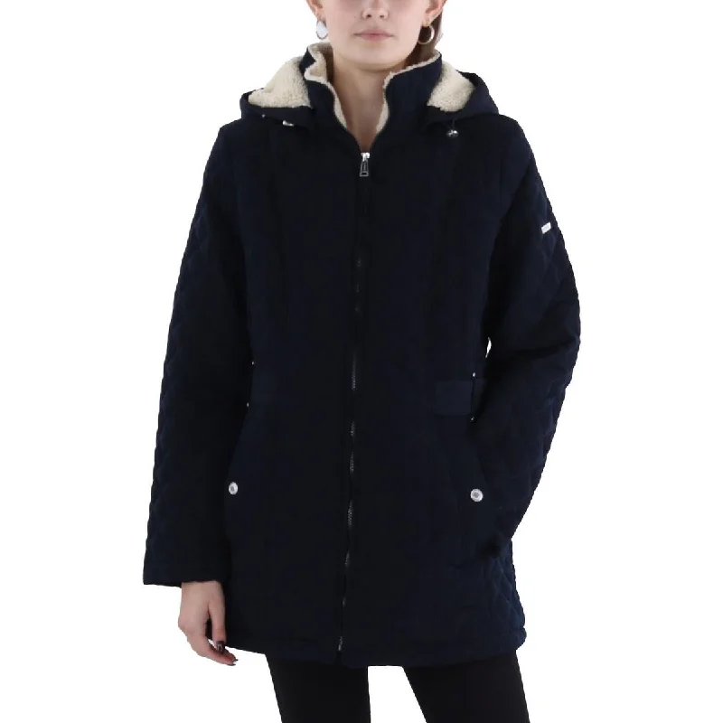 Weekend Exclusive Womens Faux Fur Hooded Quilted Coat