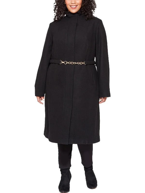 Chic & Cozy Apparel Plus Womens Belted Long Walker Coat