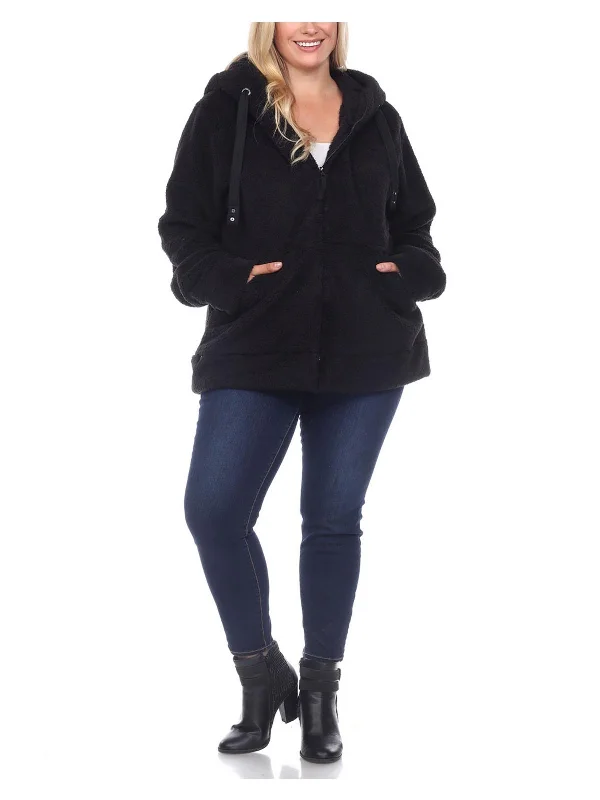 Playful Elegance Plus Womens Sherpa Hooded Fleece Jacket