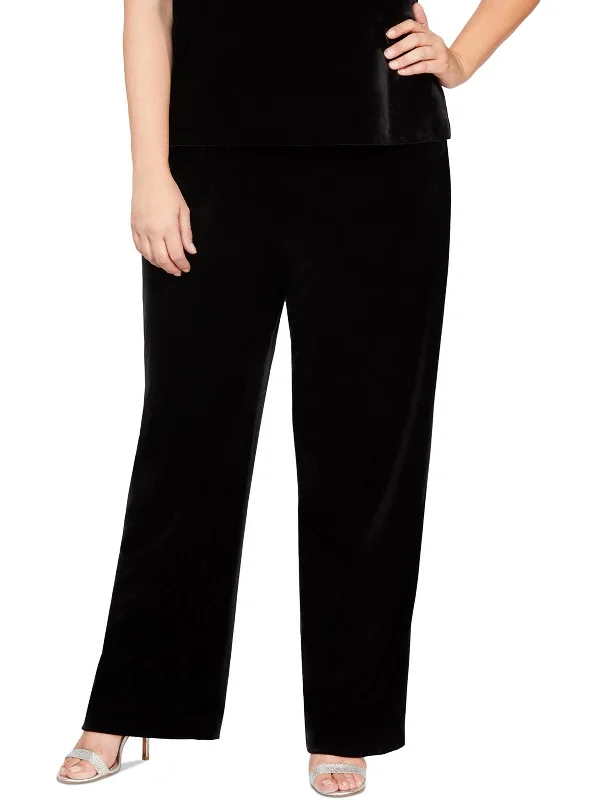 Best Sellers Plus Womens Velvet High Rise High-Waist Pants