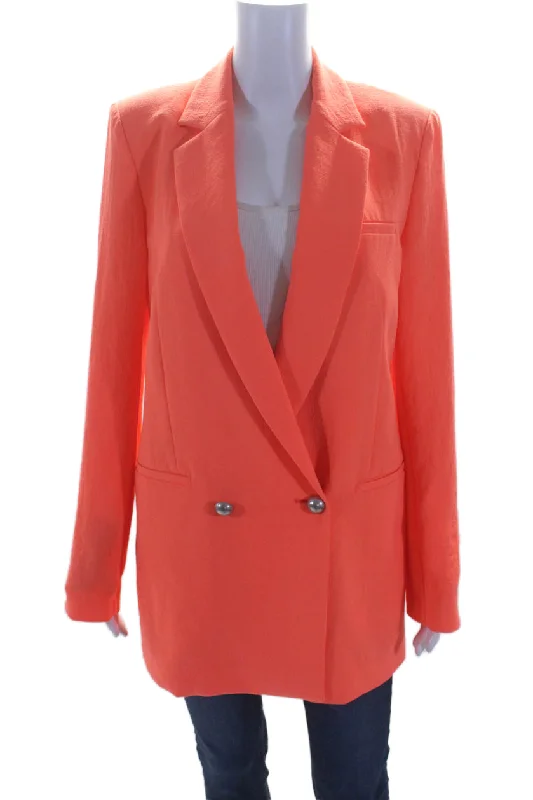 Seasonal Clearance Pinko Womens Double Breasted Goldie Blazer Jacket Neon Orange