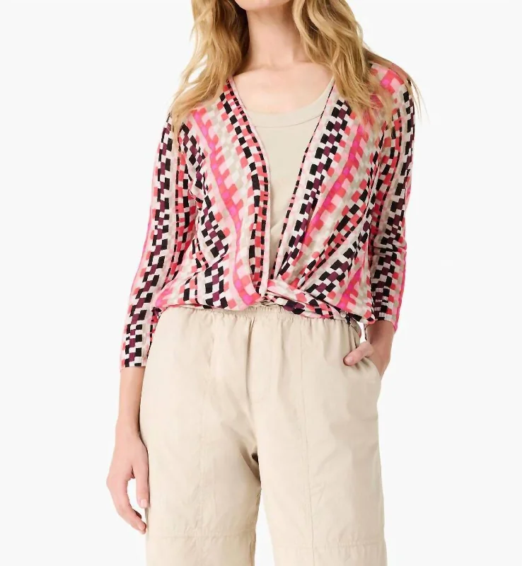 Gift Ideas Pixel Sunset 4-Way Cardigan In Pink Multi