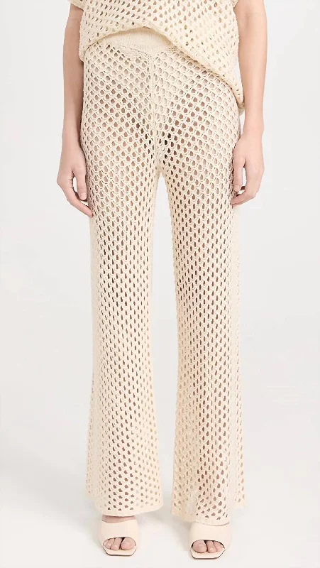 Trend Forward Threads For Her Balmy Crochet Knit Pants In Cream