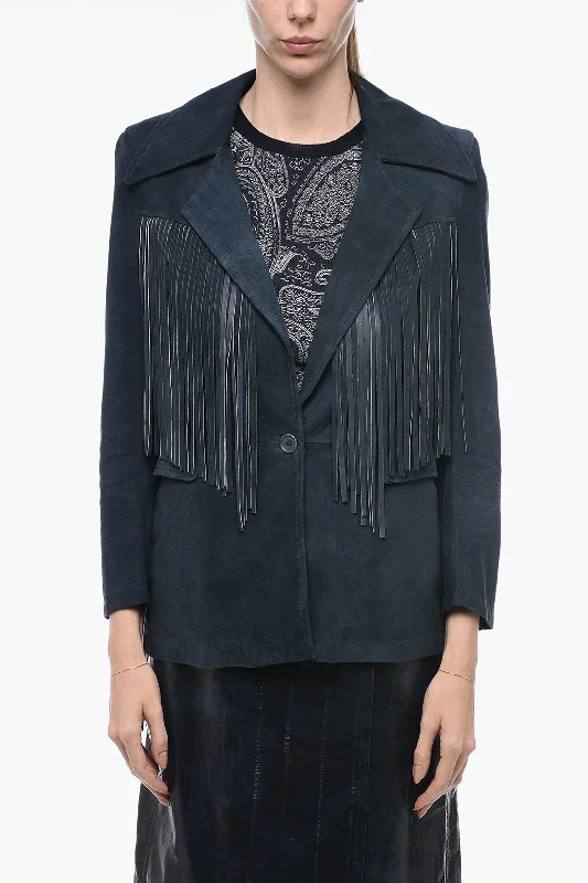 Eclectic Style Wardrobe Salvatore Santoro Fringed Detail Suede Jacket