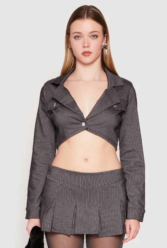 Quality Driven Apparel Almost Famous Pinstripe Cropped Blazer