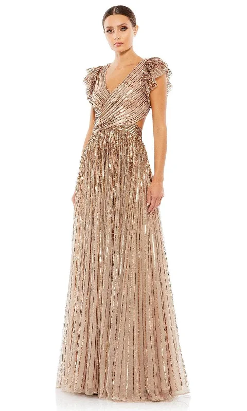 Catch Every Fashion Trend Mac Duggal 5568 - Sequined V-Neck Evening Gown