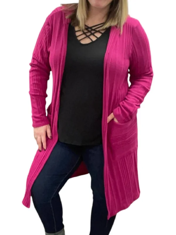 Seasonal Clearance Duster Cardigan In Fuchsia