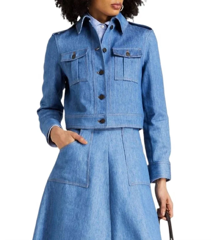 Stay Ahead In Style The Dianora Jacket In Blue Denim