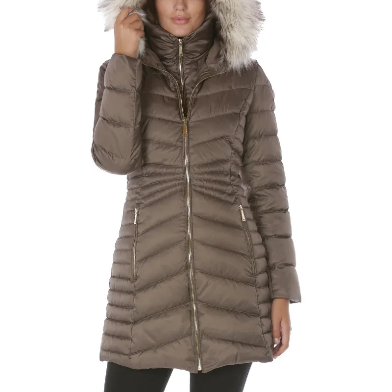 End Of Season Clearance Womens Faux Fur Hooded Puffer Coat