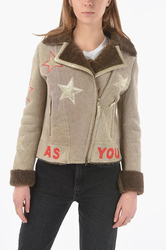 Trendy Street Style Attire History Repeats Embroidered Shearling Jacket