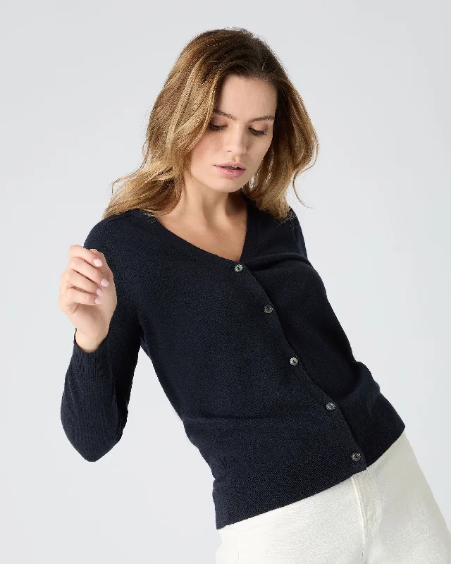 Buy More, Save More Women's Lara V Neck Cashmere Cardigan Navy Blue