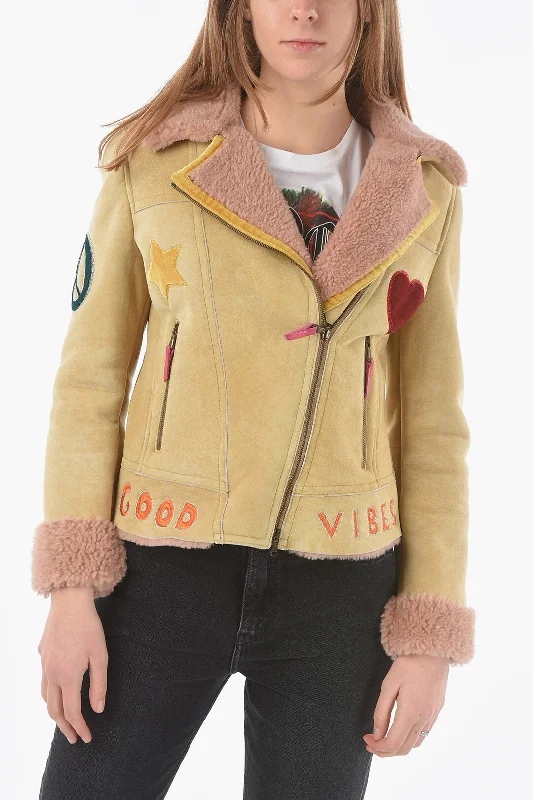 Trendy Street Style Attire History Repeats Embroidered Shearling Jacket