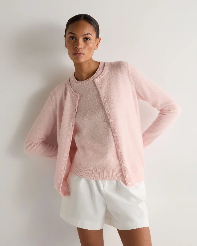 New Arrivals Women's Olivia Round Neck Cashmere Cardigan Blossom Pink