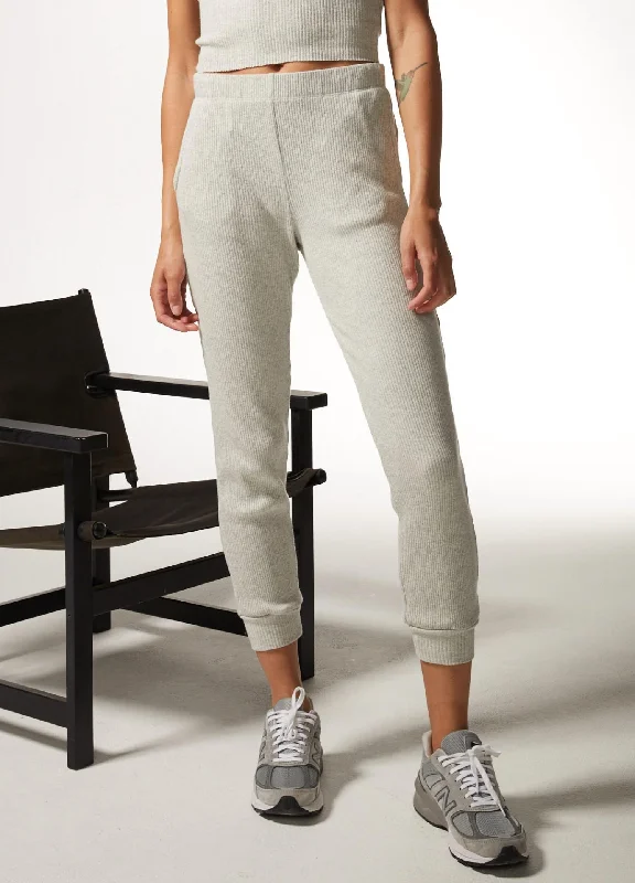 Wardrobe Essentials Rib Jogger In Oatmeal