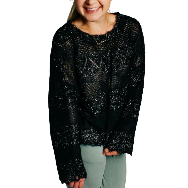 Trendy Attire For Her Woven Sweater In Black