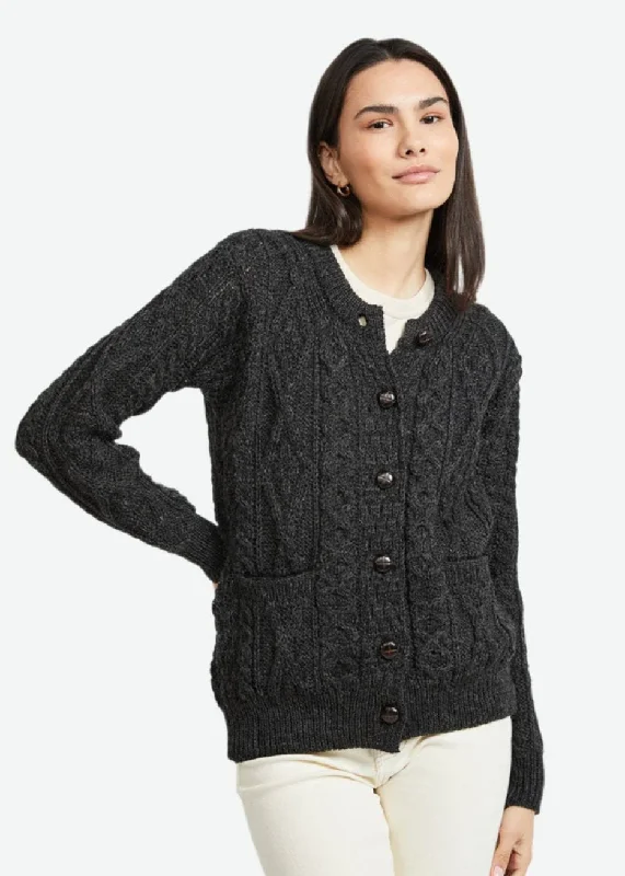 Stupidly Low Prices Inagh Ladies Aran Cardigan | Charcoal