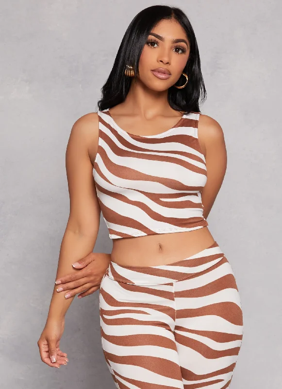 Trend Setting Wardrobe Zebra Print Caged Open Back Crop Top