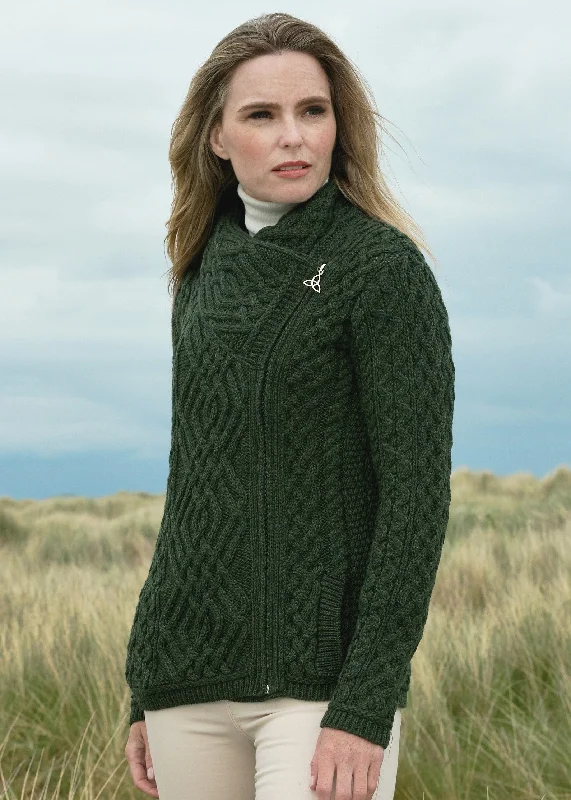 Special Offers, Don't Miss Aran Crafts Ladies Side Zip Cardigan | Green