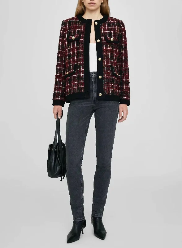 Minimalist Office - Ready Style Cherry Plaid Lydia Jacket In Red