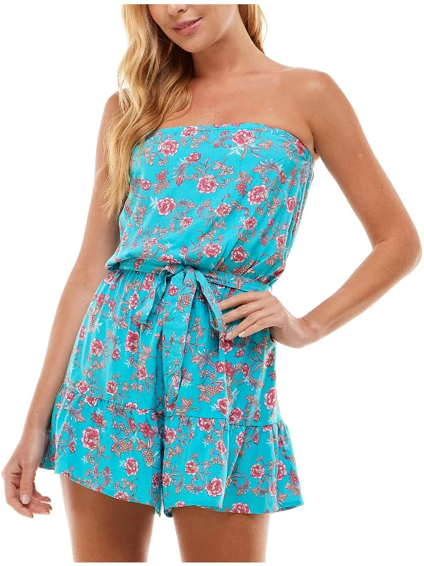 Trendy Styles Juniors Womens Floral Ruffled Romper