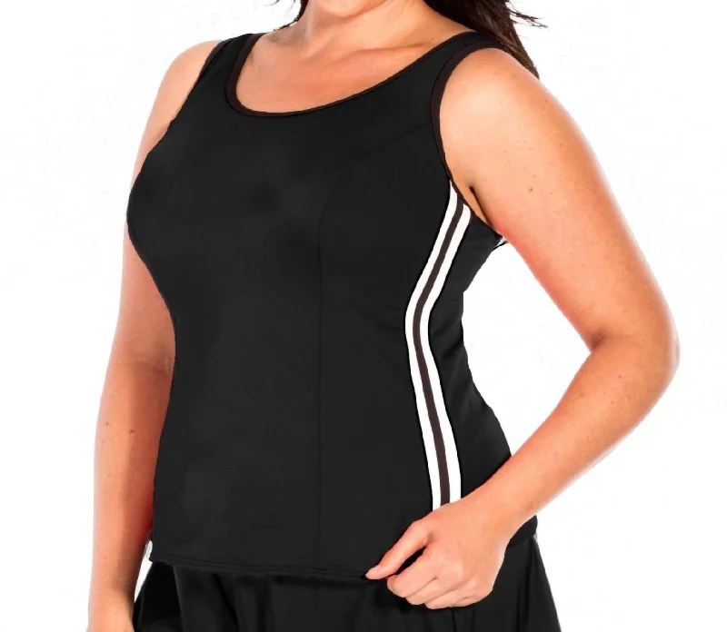 Casual Fashion Plus Size Kimkini Underwire Tankini Top In Black